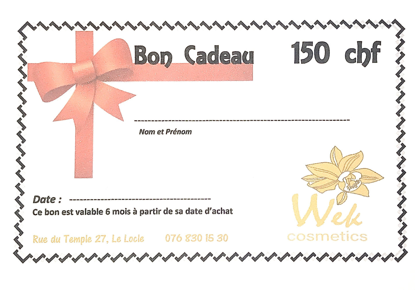 Carte-Cadeau Wek cosmetics - wekcosmeticsbeauty