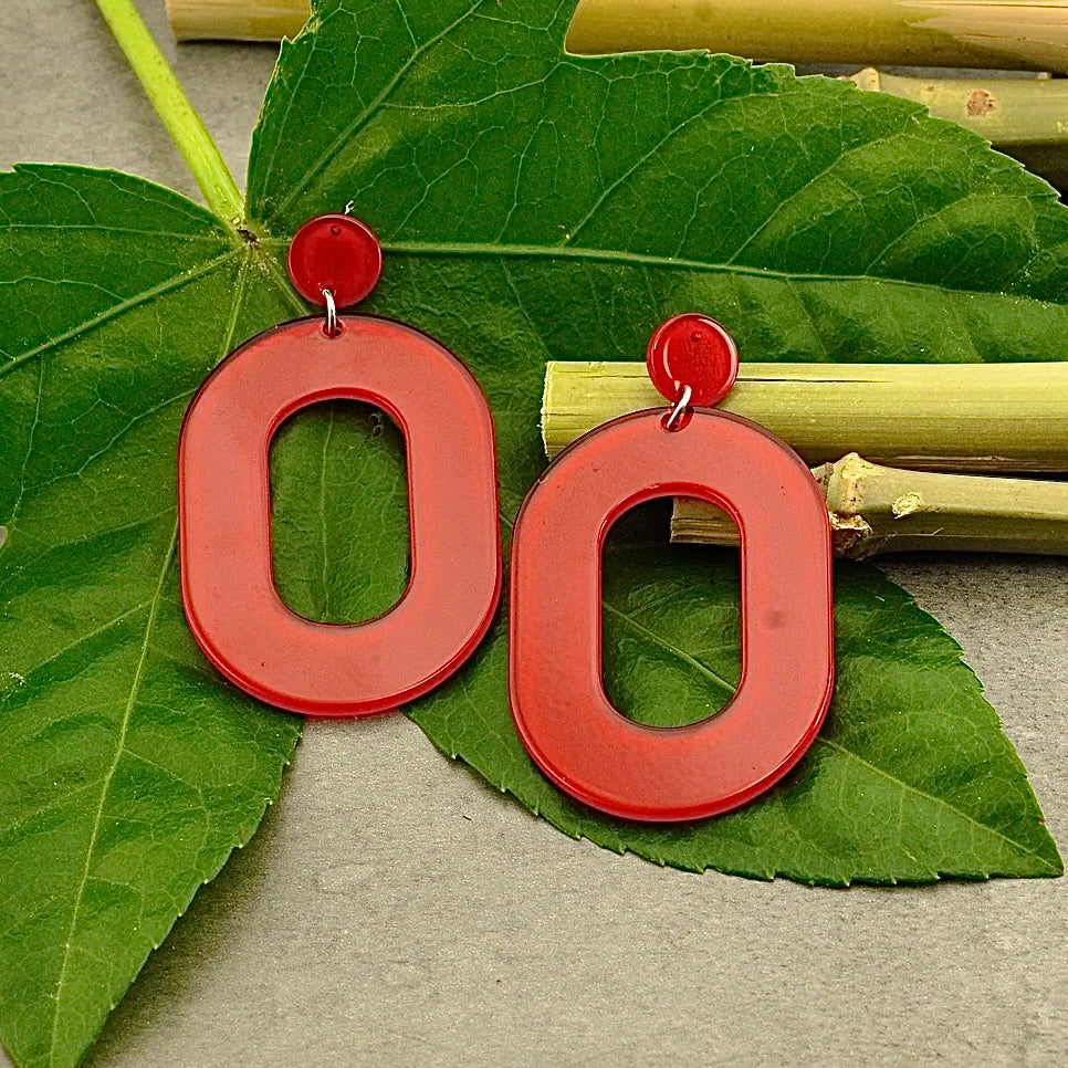 Boucles d'Oreilles Acrylique Rouge